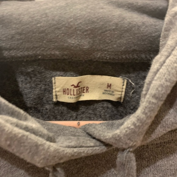 Hollister Light Grey Hoodie Embroidered Logo - Picture 3 of 4